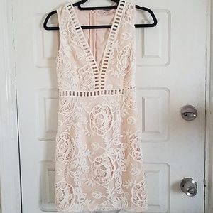 Beautiful pink dress with white crochet details